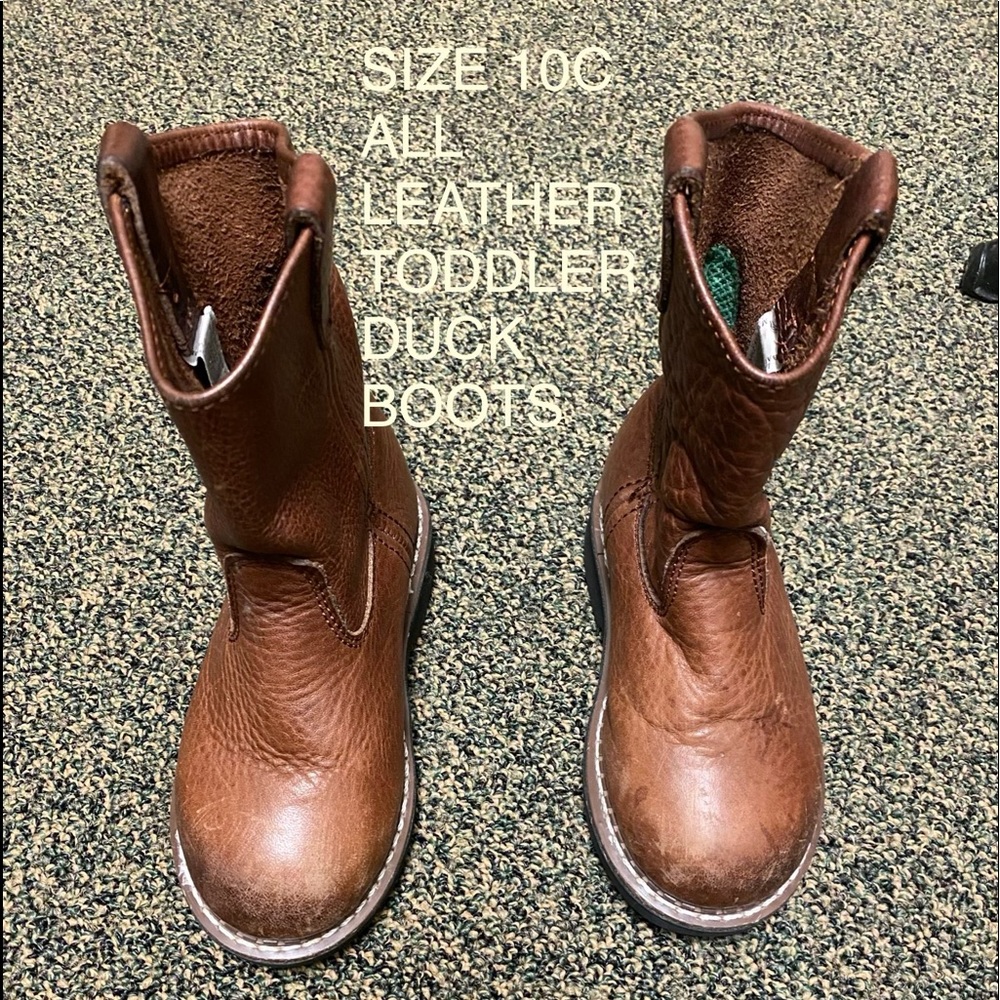 SIZE 10C AUTHENTIC LEATHER BOYS DUCK BOOTS